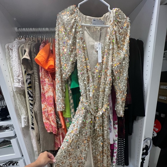Asos Edition Gold Sequin Dress Size 4 - Picture 3 of 3